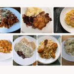 Koláž domácich obedov na každý deň – cestoviny, mäso, omáčky, ryža a ďalšie jedlá