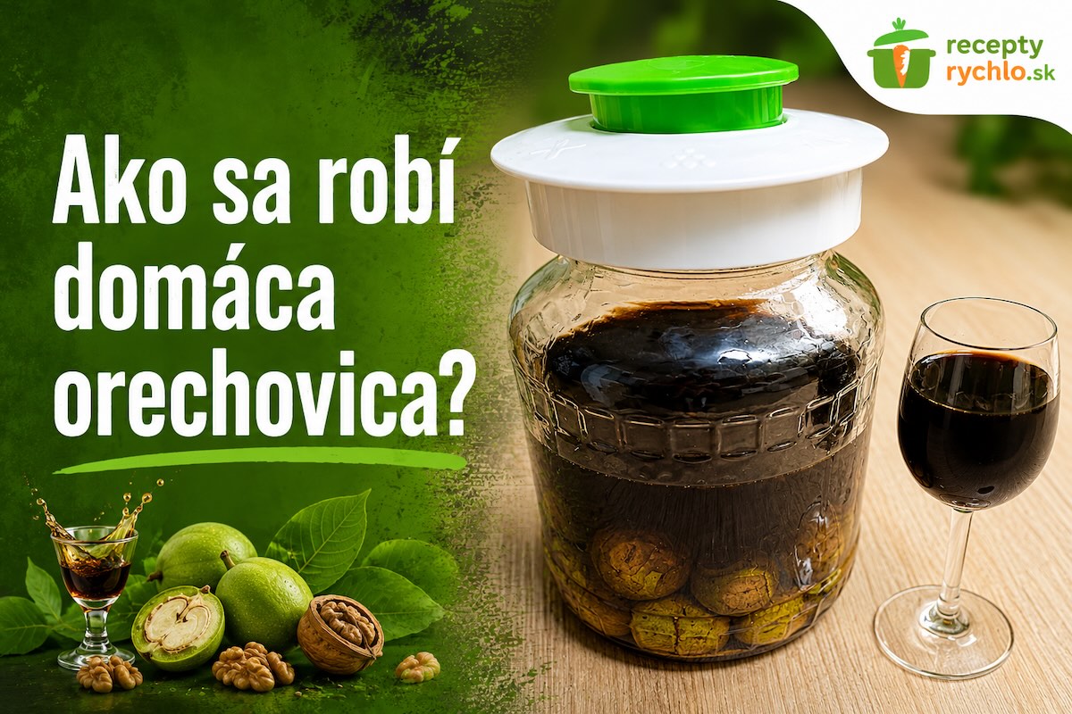 Domáca orechovica zo zelených vlašských orechov v pohári