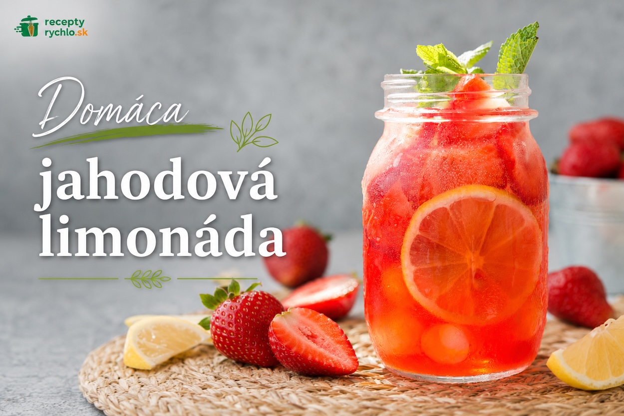 Domáca jahodová limonáda s citrónom, ľadom a čerstvou mätou