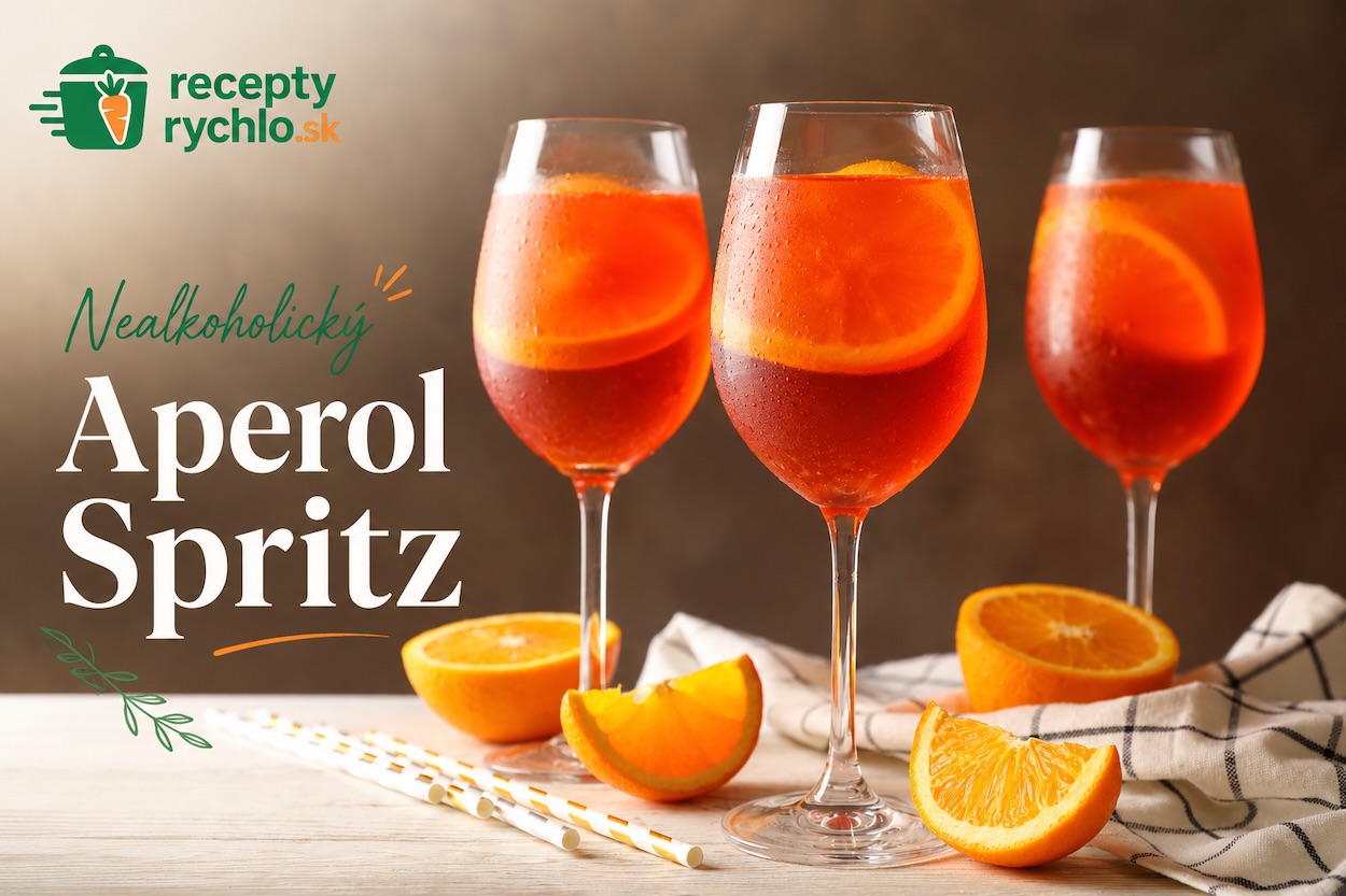 Tri poháre nealkoholického oranžového spritzu s ľadom a pomarančom