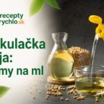 Rastlinný olej nalievaný do skleneného pohára pri kalkulačke prevodu gramov na mililitre