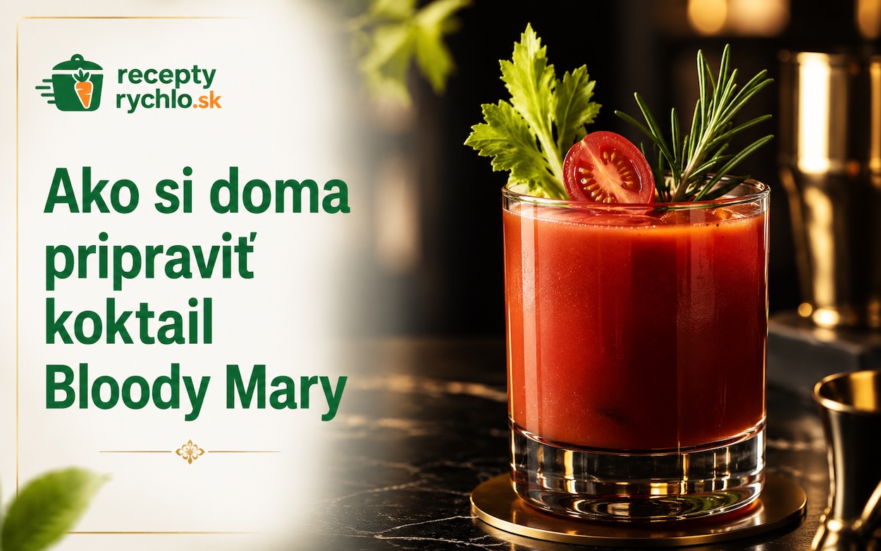 Koktail Bloody Mary s paradajkovou šťavou, zelerom, rozmarínom a paradajkou