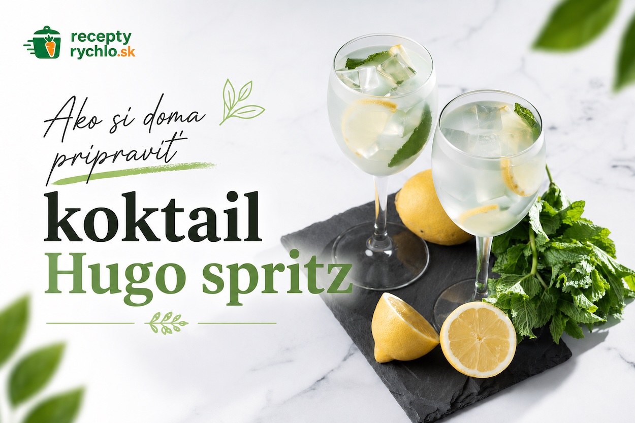 Dva koktaily Hugo Spritz s ľadom, mätou a citrónom