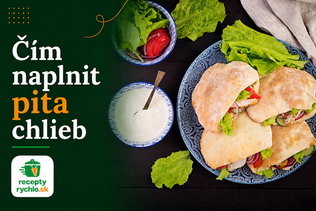 Pita chlieb naplnený mäsom, zeleninou a šalátom