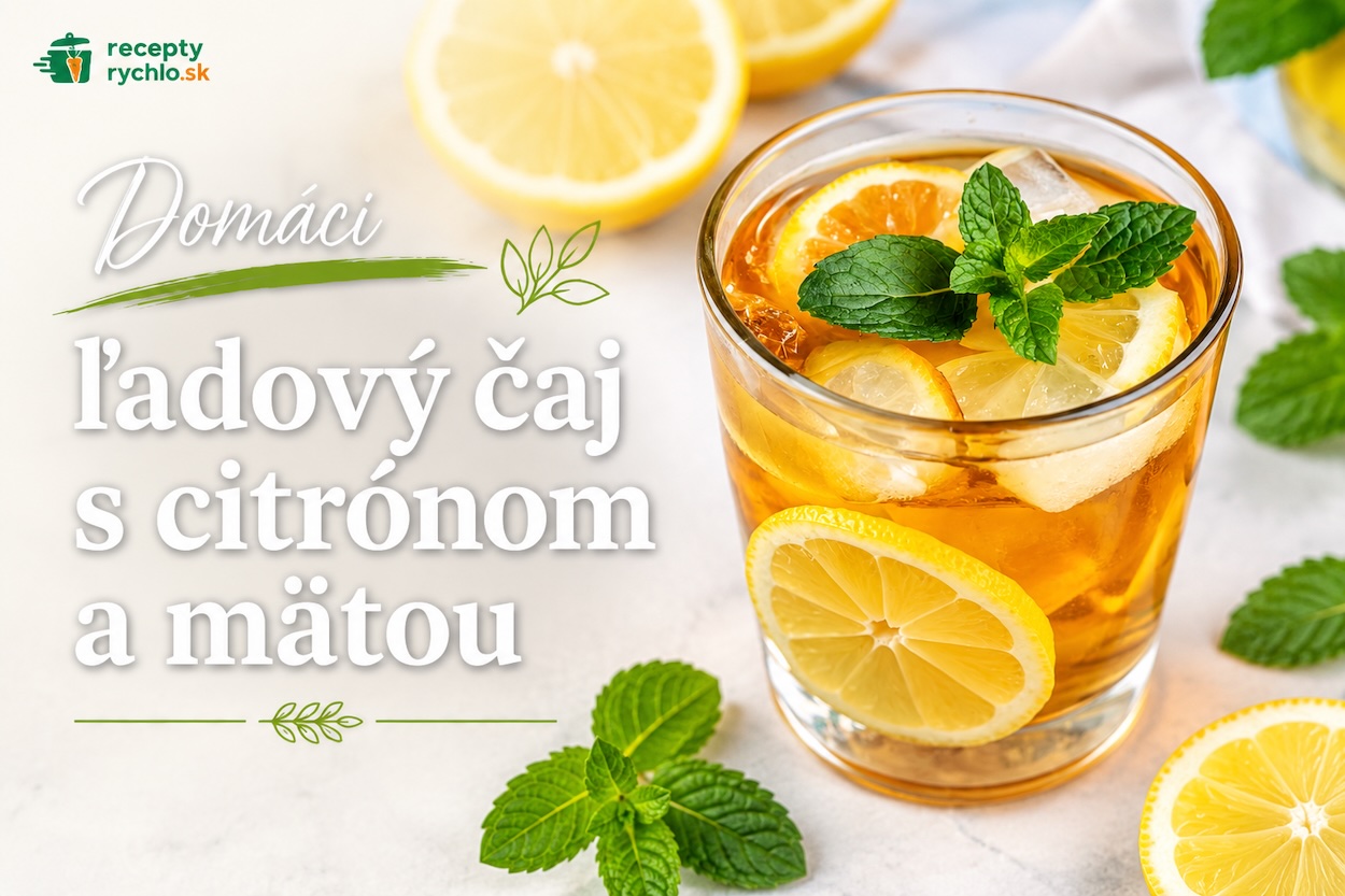 Domáci ľadový čaj s citrónom, čerstvou mätou a ľadom