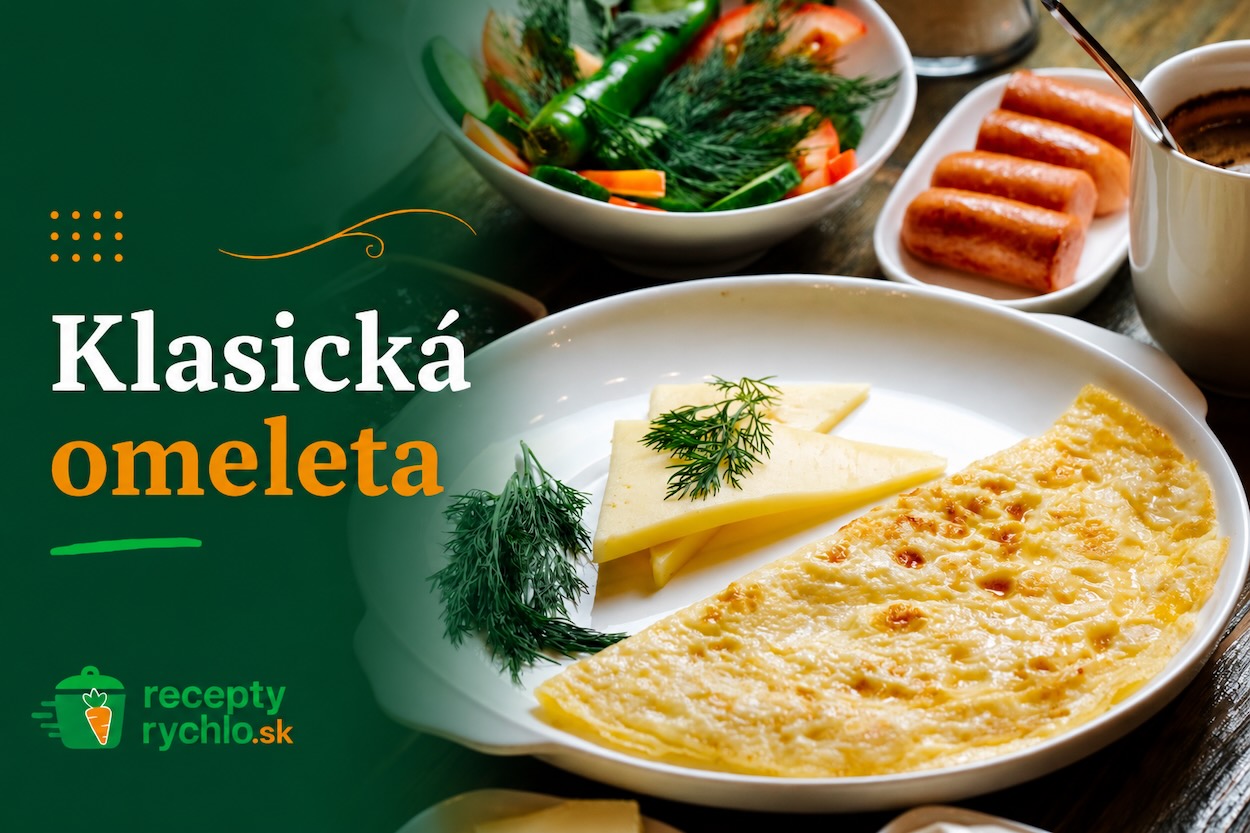 Klasická omeleta na tanieri so syrom a bylinkami