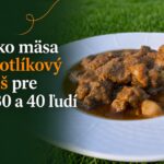 Koľko mäsa na kotlíkový guláš pre 20, 30 a 40 ľudí: jednoduchý prepočet a kalkulačka Kotlíkový guláš s kúskami mäsa a zemiakmi