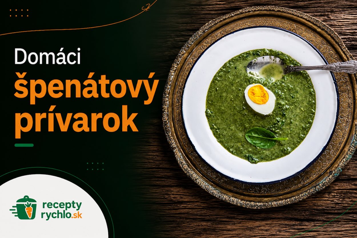 Domáci špenátový prívarok podávaný s vajcom natvrdo