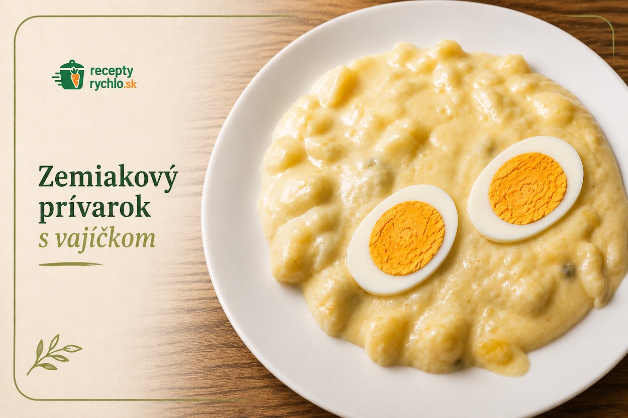 Zemiakový prívarok s vajíčkom, jednoduchý obed bez mäsa