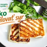 Ako grilovať syr: teplota, čas a postup krok za krokom Grilovaný syr so zlatou kôrkou a grilovacími pruhmi podávaný so zeleným šalátom