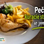 Pečené kuracie stehná so zemiakmi: šťavnaté mäso a zlatisté zemiaky Pečené kuracie stehná so zemiakmi a zeleninovým šalátom