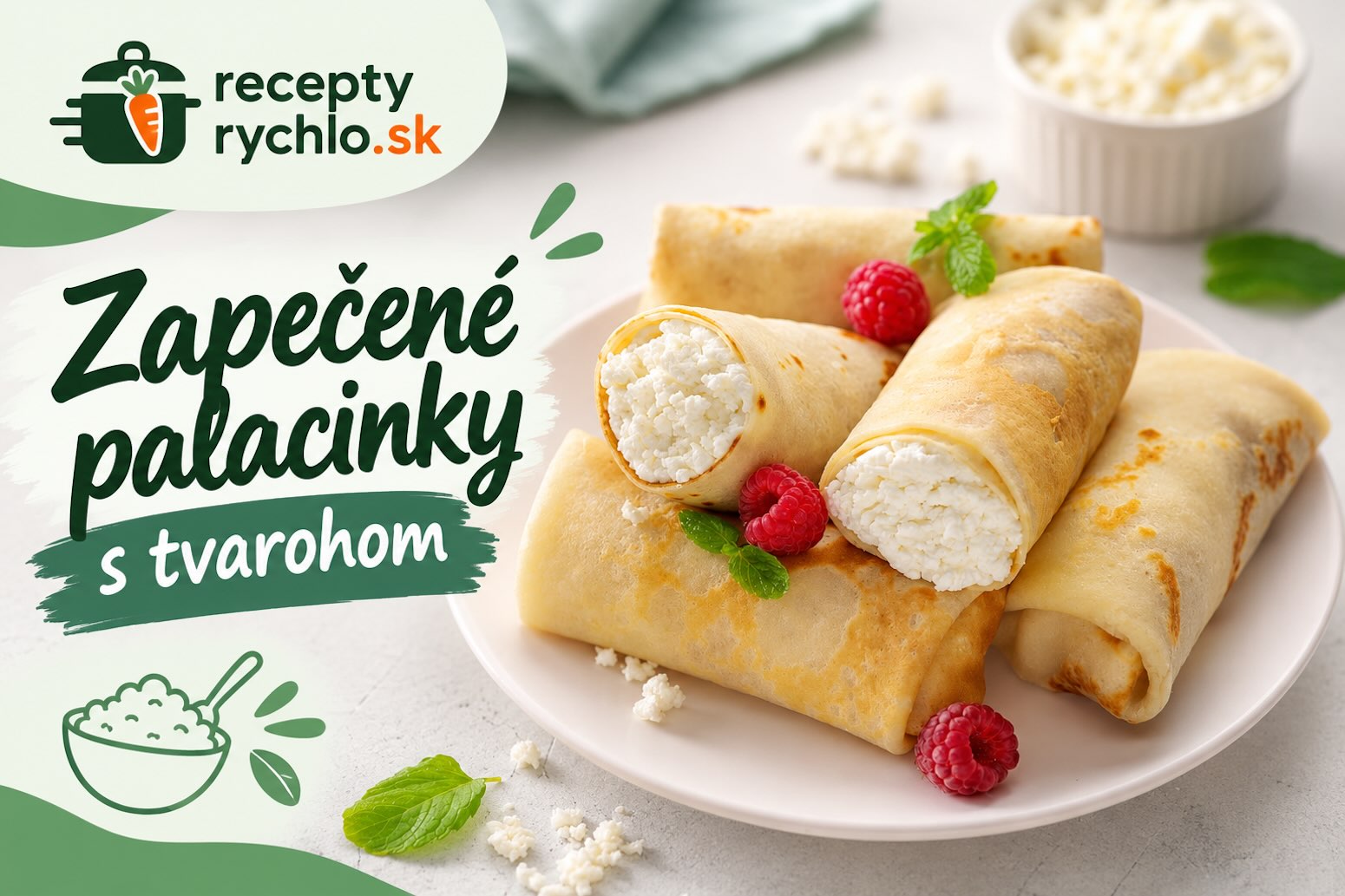 Zapekané palacinky s tvarohom a smotanou – palacinky plnené tvarohom